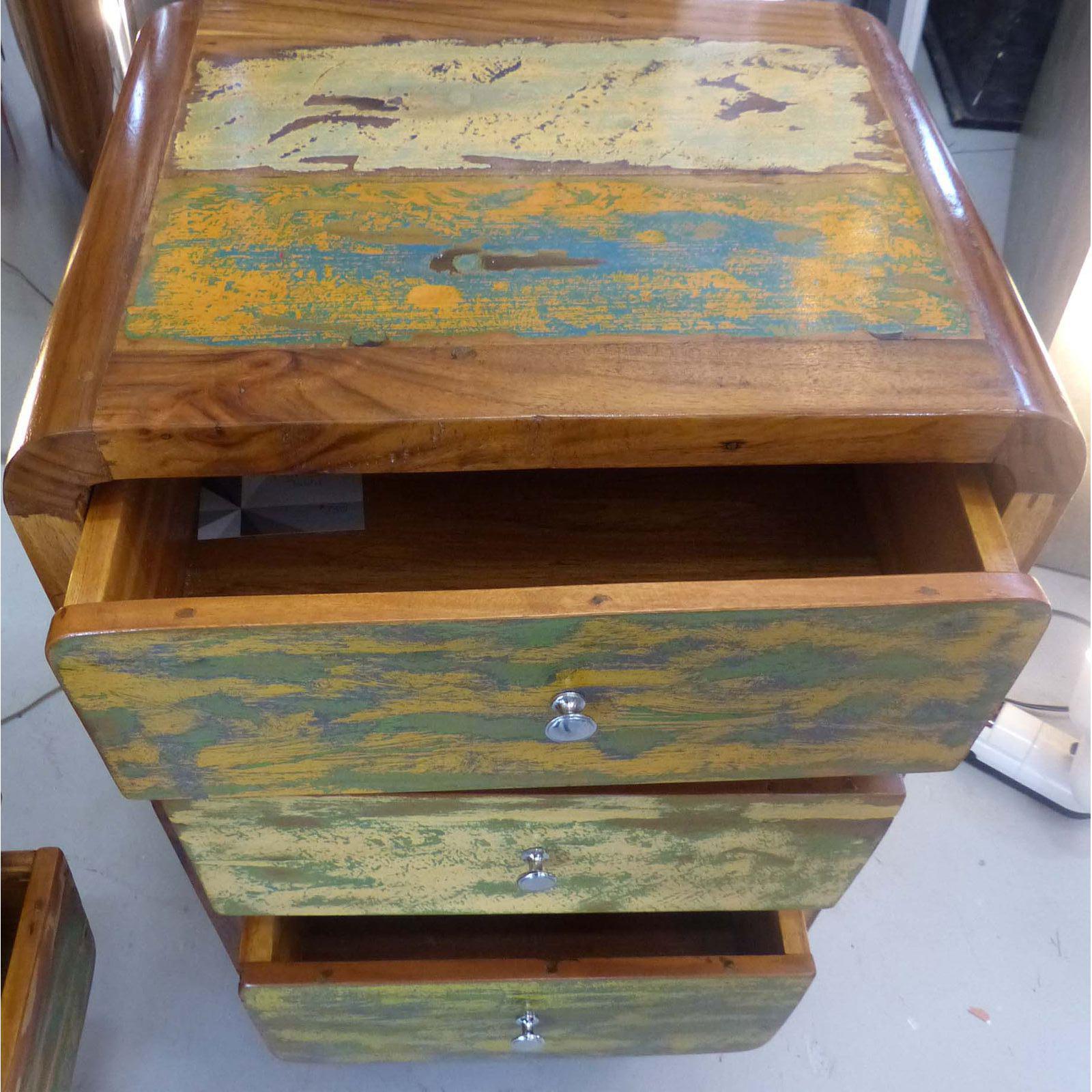 MidCentury Style Distressed Finish Wood Nightstands Modernism